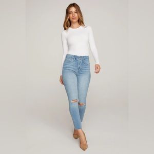 Good American Good Waist Crop Raw Edge | BLUE352 SIZE 6